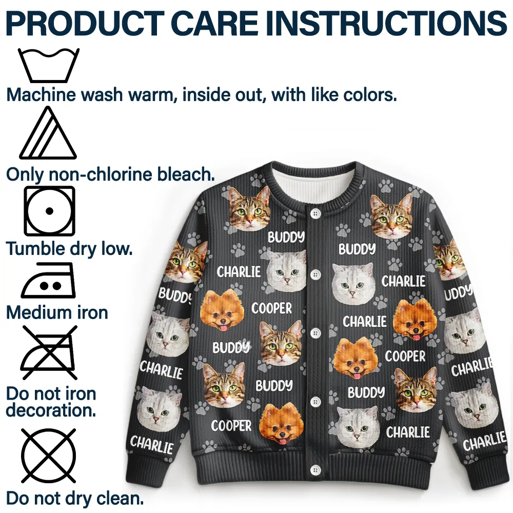 Custom Photo Funny Pet Face Pattern Dog Cat Family - Personalized Cardigan - Image 7