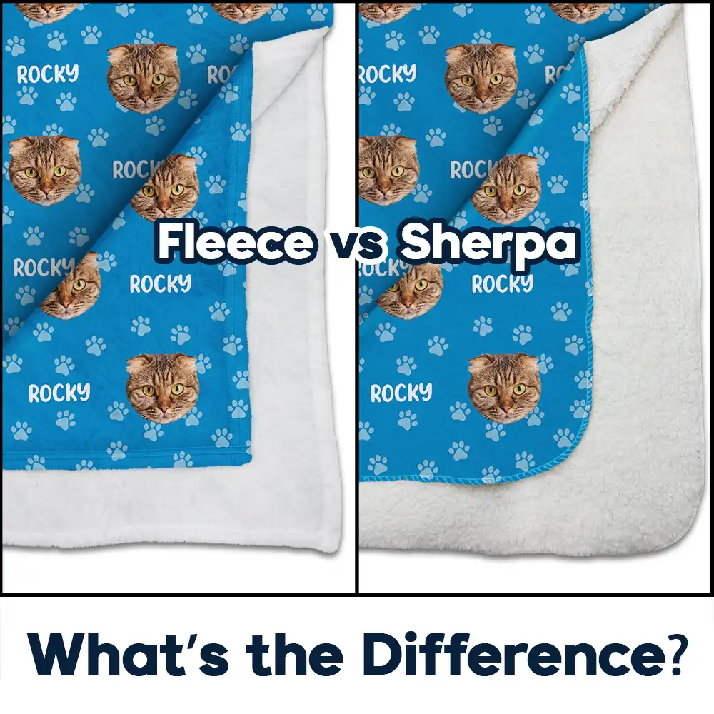 Custom Photo Funny Pet Face Pattern Dog Cat Family - Personalized Fleece Blanket, Sherpa Blanket - Image 5