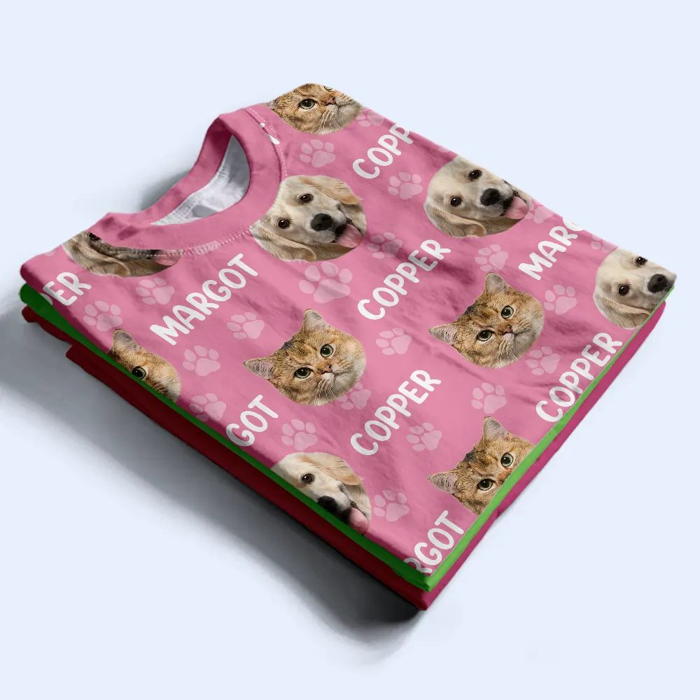 Custom Photo Funny Pet Face Pattern Dog Cat Family - Personalized Full Print T Shirt - Image 4