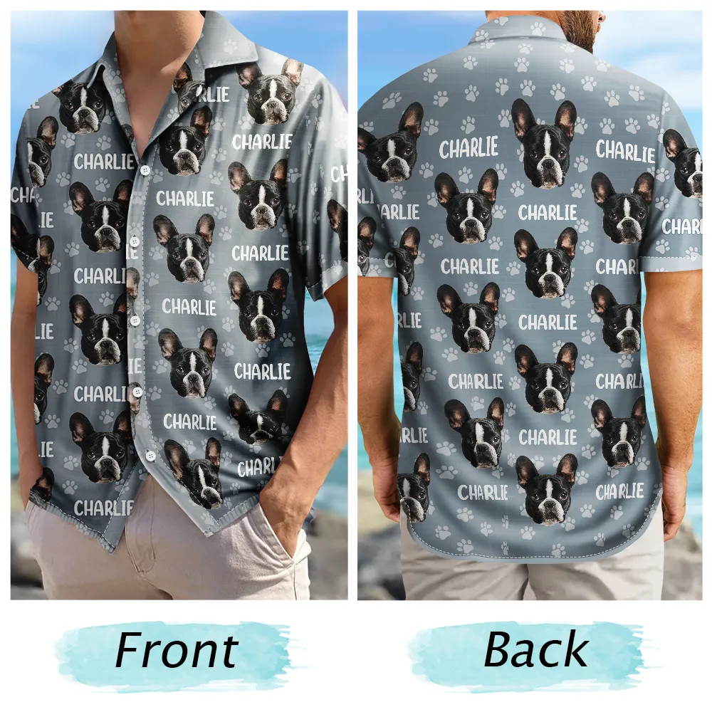 Custom Photo Funny Pet Face Pattern Dog Cat Family - Personalized Hawaiian Shirt - Image 6