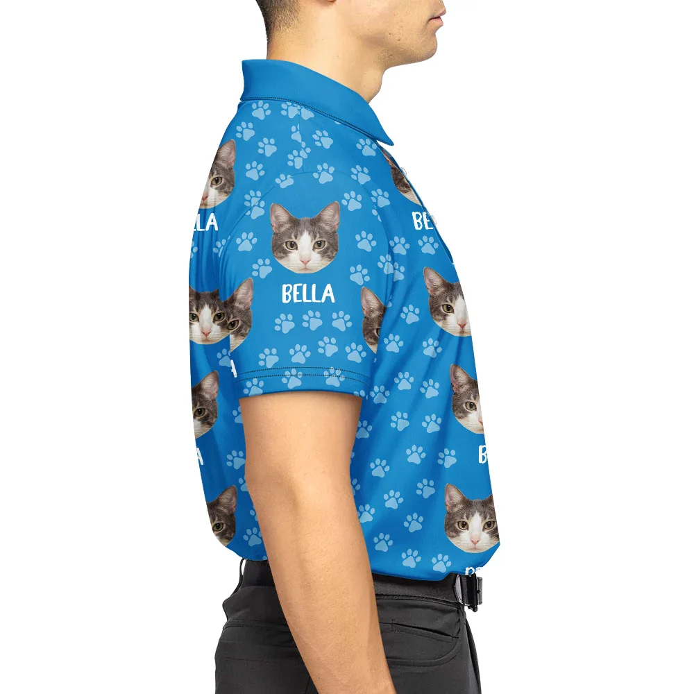 Custom Photo Funny Pet Face Pattern Dog Cat Family - Personalized Polo Shirt - Image 7
