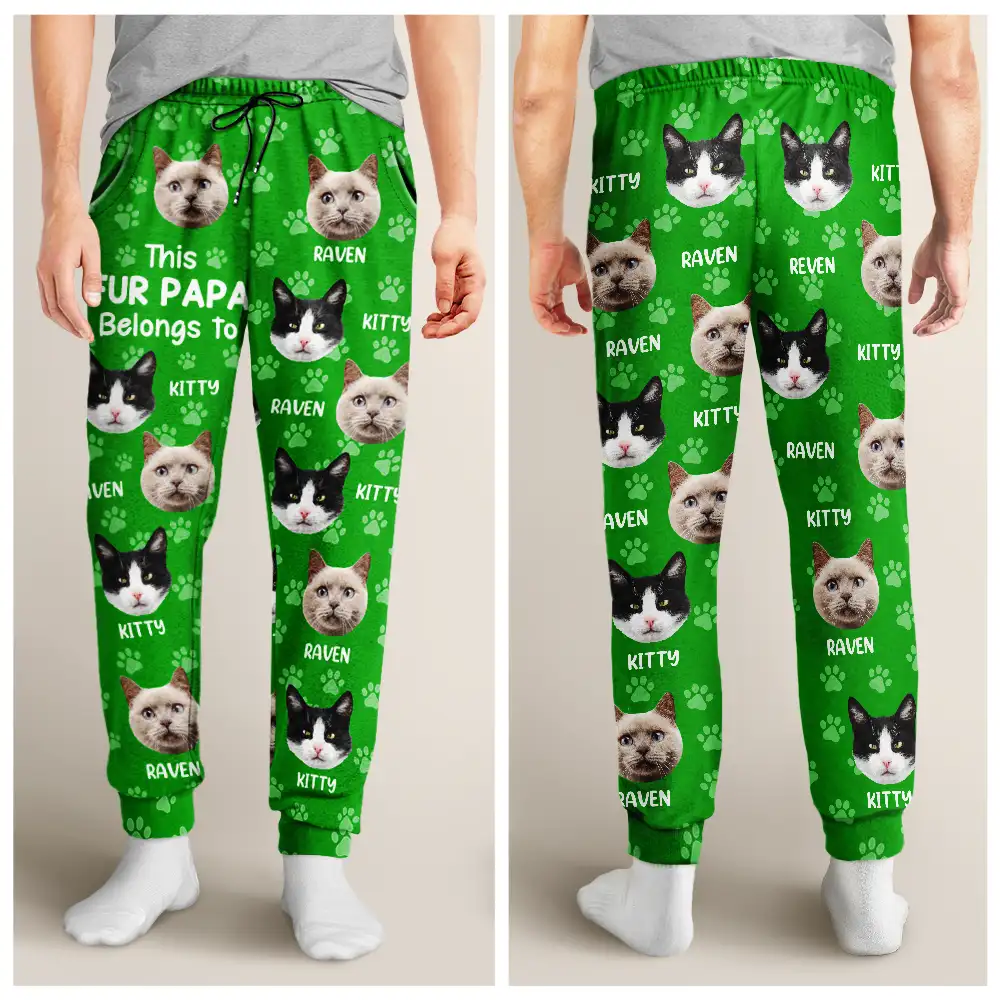 Custom Photo Funny Pet Face This Dog Dad Belongs To - Personalized Pajama Pants - Image 5