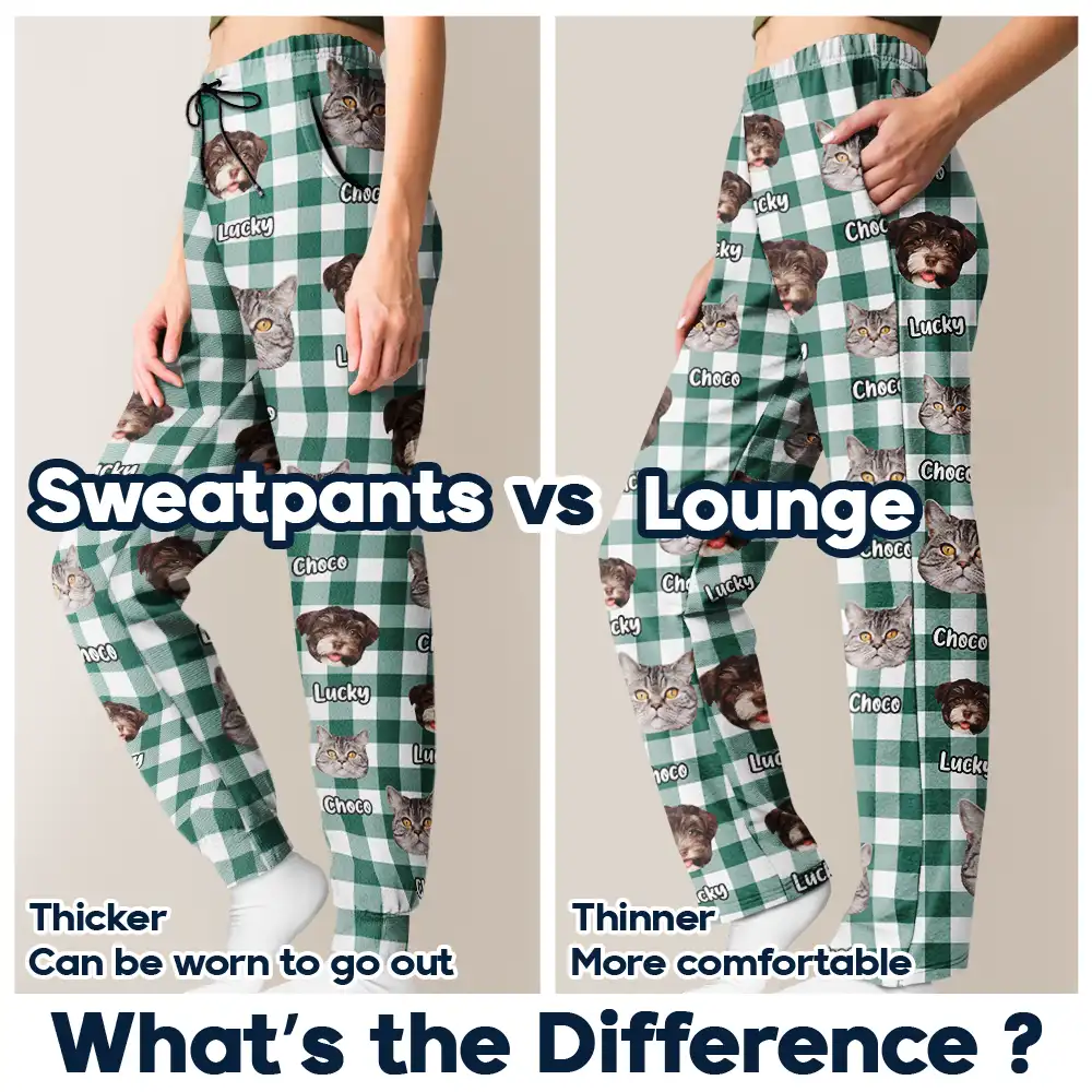 Custom Photo Funny Pet Human Face Plaid Pattern - Personalized Pajama Pants - Image 7