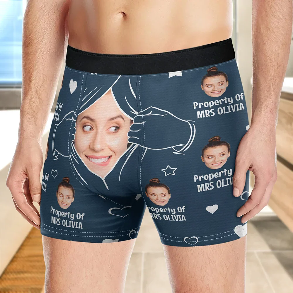 Custom Photo Funny Property Of - Personalized Men's Boxer Briefs - Image 4