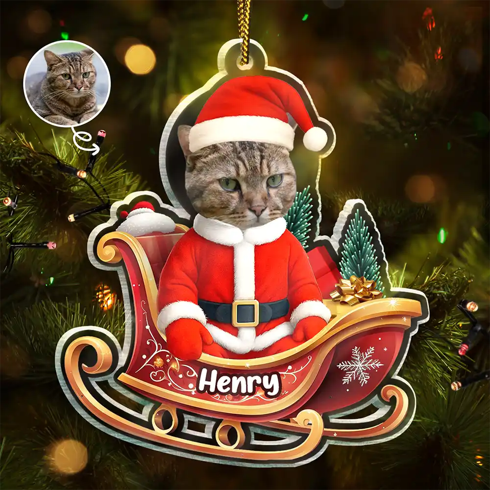 Custom Photo Funny Santa Face - Personalized Custom Shaped Acrylic Ornament - Image 2