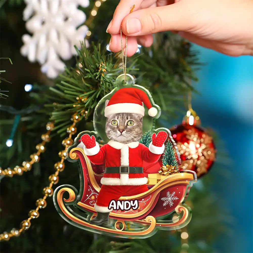 Custom Photo Funny Santa Face - Personalized Custom Shaped Acrylic Ornament - Image 6
