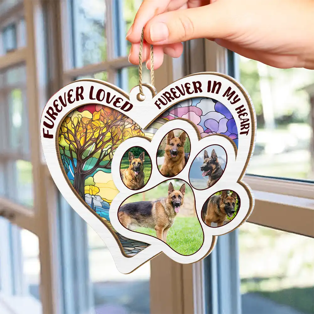 Custom Photo Furever Loved - Personalized Suncatcher Ornament - Image 4