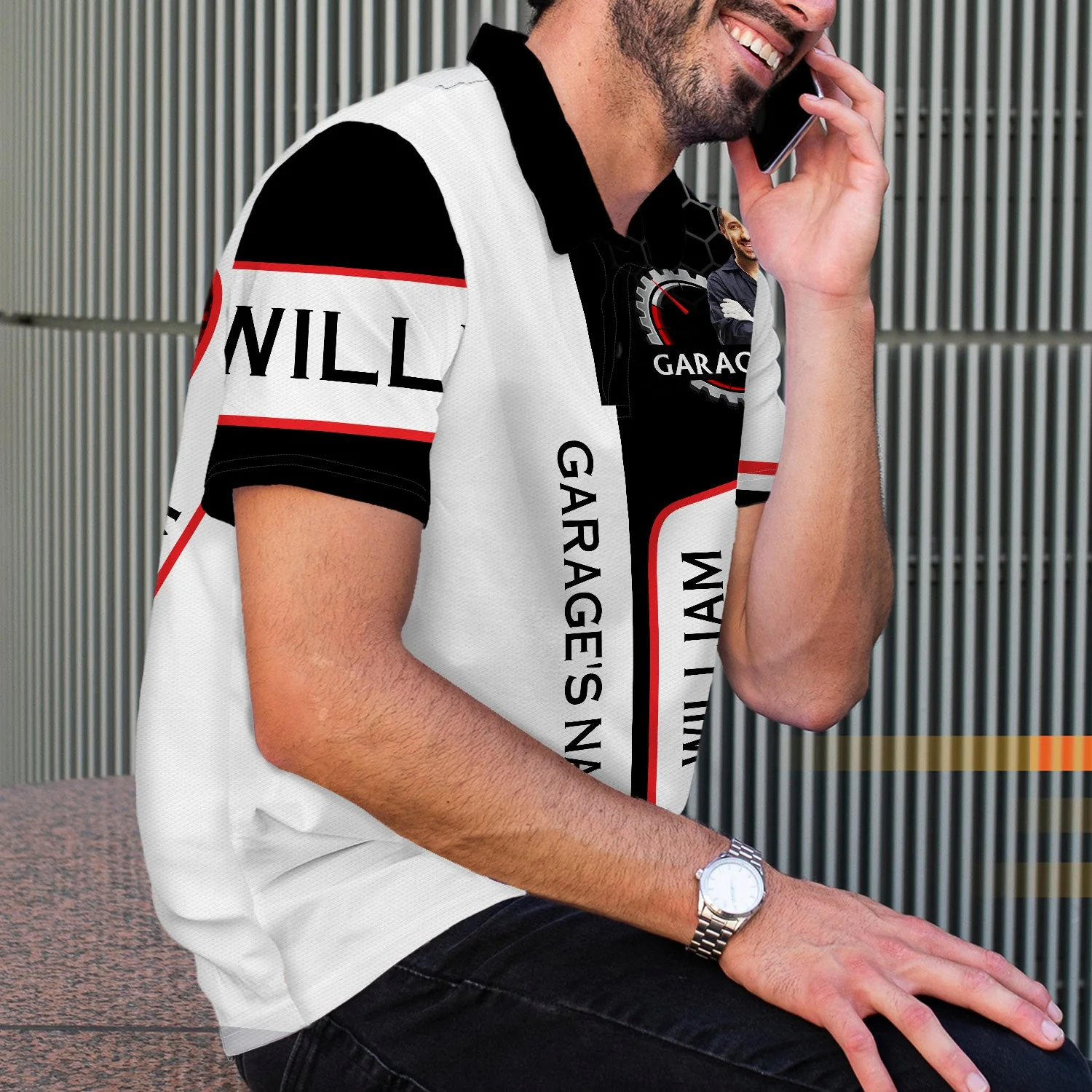 Custom Photo Garage Mechanic Man - Gift For Dad, Father, Grandpa - Personalized Polo Shirt - Image 5