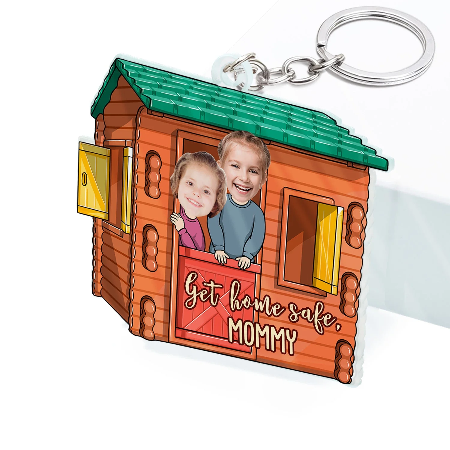 Custom Photo Get Home Safe Daddy - Gift For Dad, Grandpa, Mom, Grandma - Personalized Acrylic Keychain - Image 3