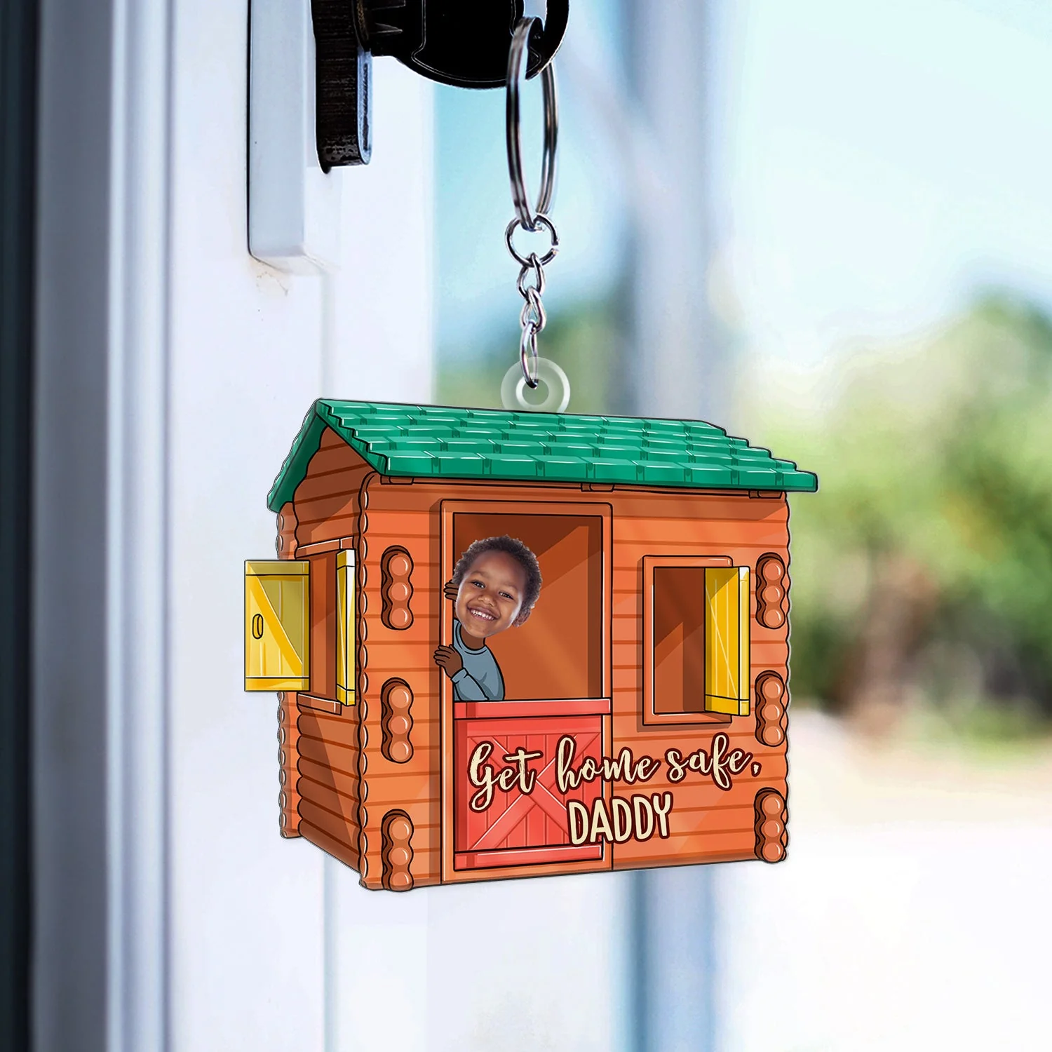 Custom Photo Get Home Safe Daddy - Gift For Dad, Grandpa, Mom, Grandma - Personalized Acrylic Keychain - Image 4
