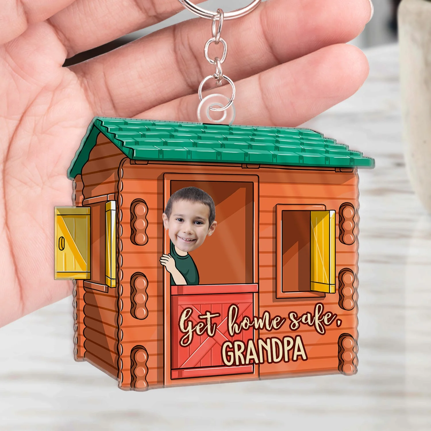 Custom Photo Get Home Safe Daddy - Gift For Dad, Grandpa, Mom, Grandma - Personalized Acrylic Keychain - Image 5