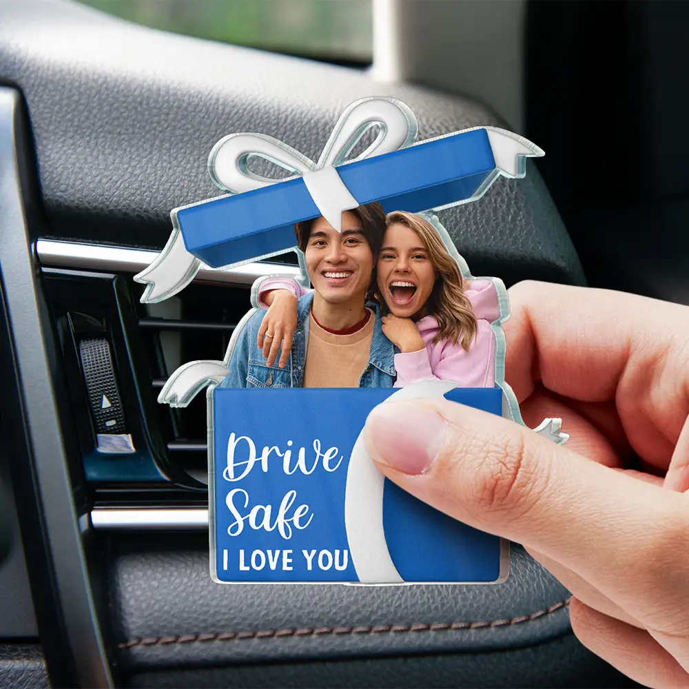 Custom Photo Gift Box Drive Safe - Personalized Acrylic Car Vent Clip - Image 5