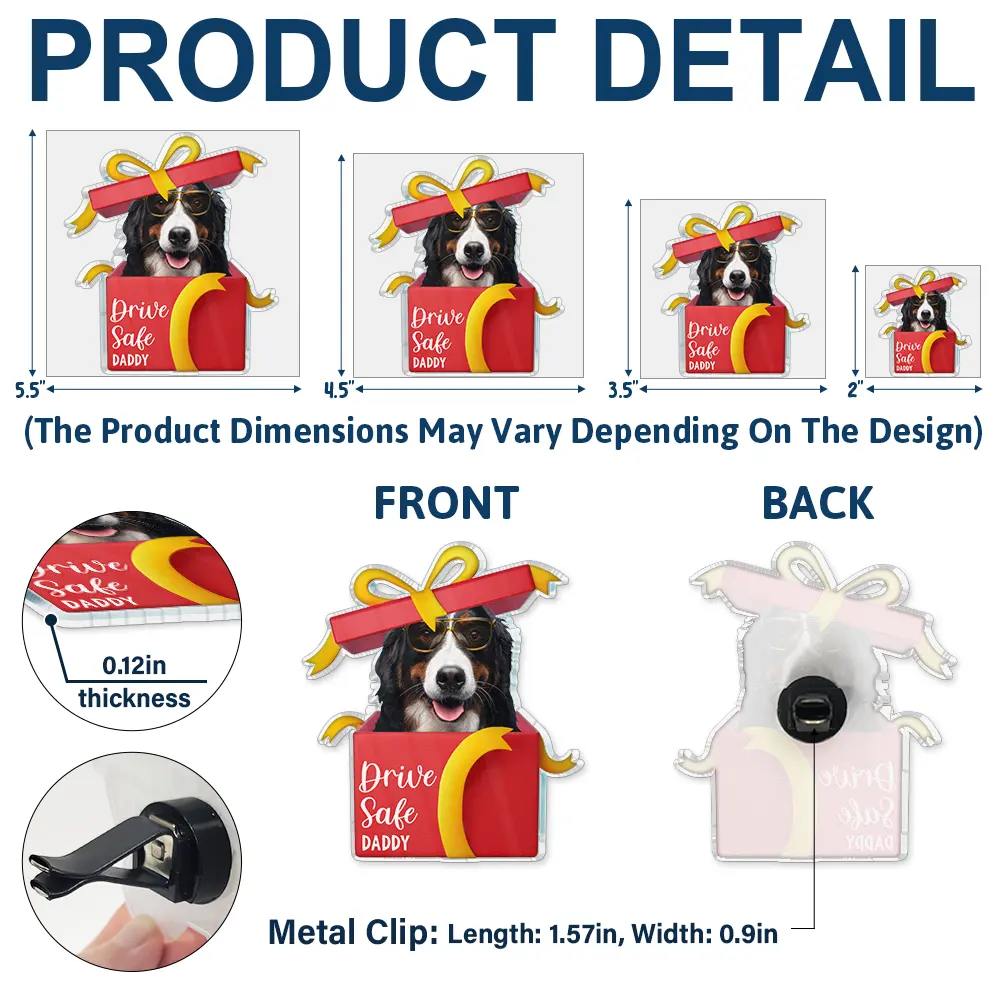 Custom Photo Gift Box Drive Safe - Personalized Acrylic Car Vent Clip - Image 6