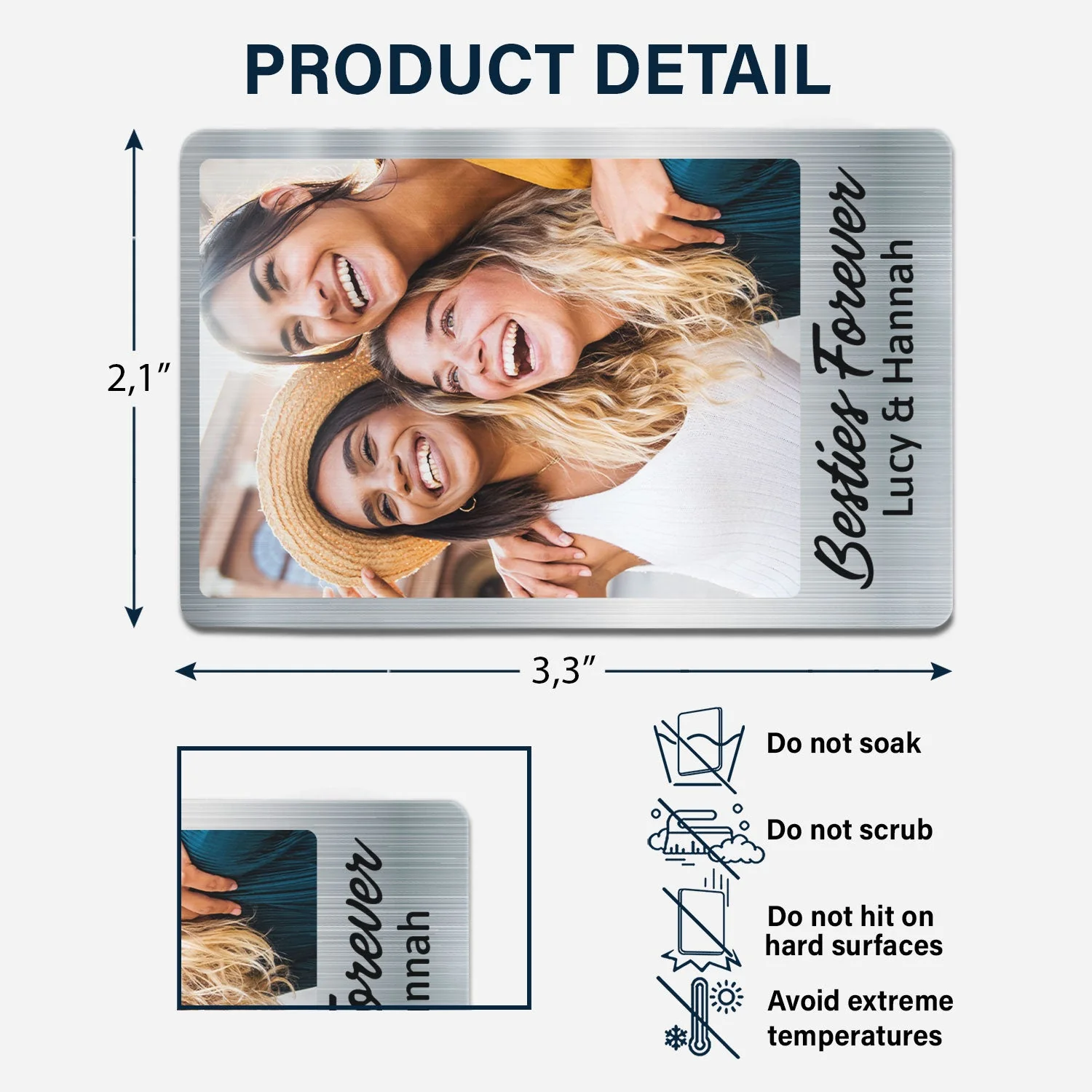 Custom Photo - Gift For Dad, Mom, Family, Siblings, Friends, Couples - Personalized Aluminum Wallet Card - Image 6