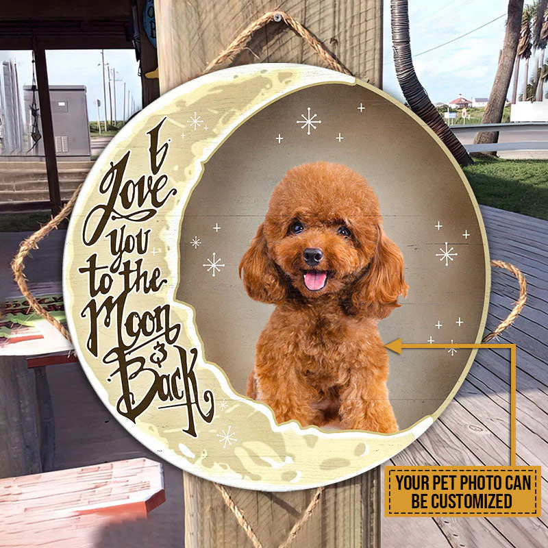 Custom Photo Gift Pet Picture Cat Dog Love You To The Moon Custom Wood Circle Sign, Cat Lovers, Dog Lovers, Memorial Gift - Image 5