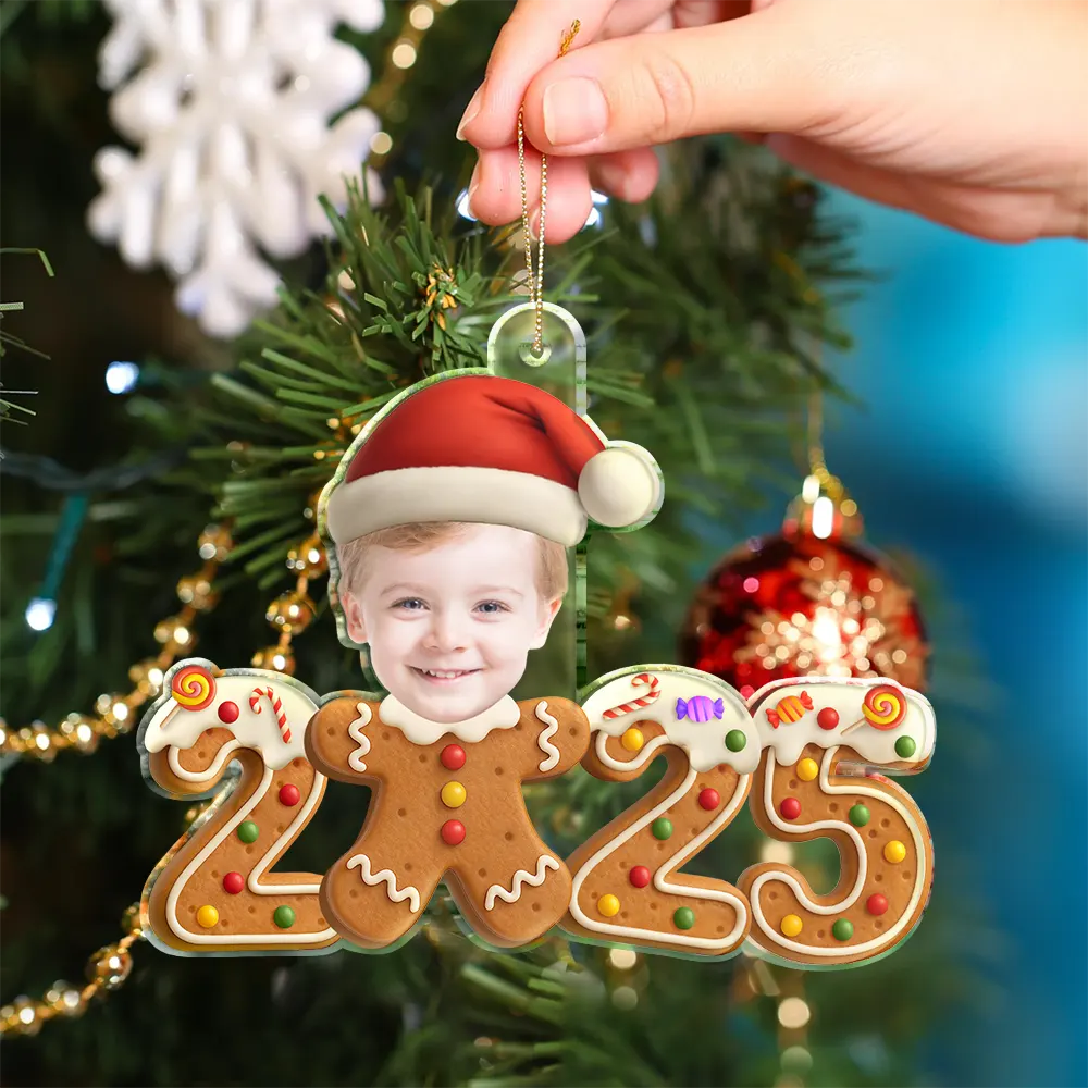 Custom Photo Gingerbread Funny Baby First Christmas - Personalized Custom Shaped Acrylic Ornament - Image 5