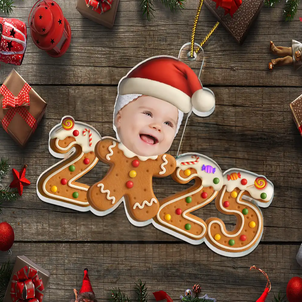Custom Photo Gingerbread Funny Baby First Christmas - Personalized Custom Shaped Acrylic Ornament - Image 6