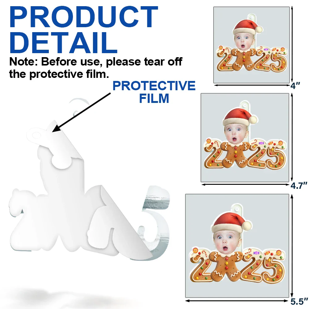 Custom Photo Gingerbread Funny Baby First Christmas - Personalized Custom Shaped Acrylic Ornament - Image 7