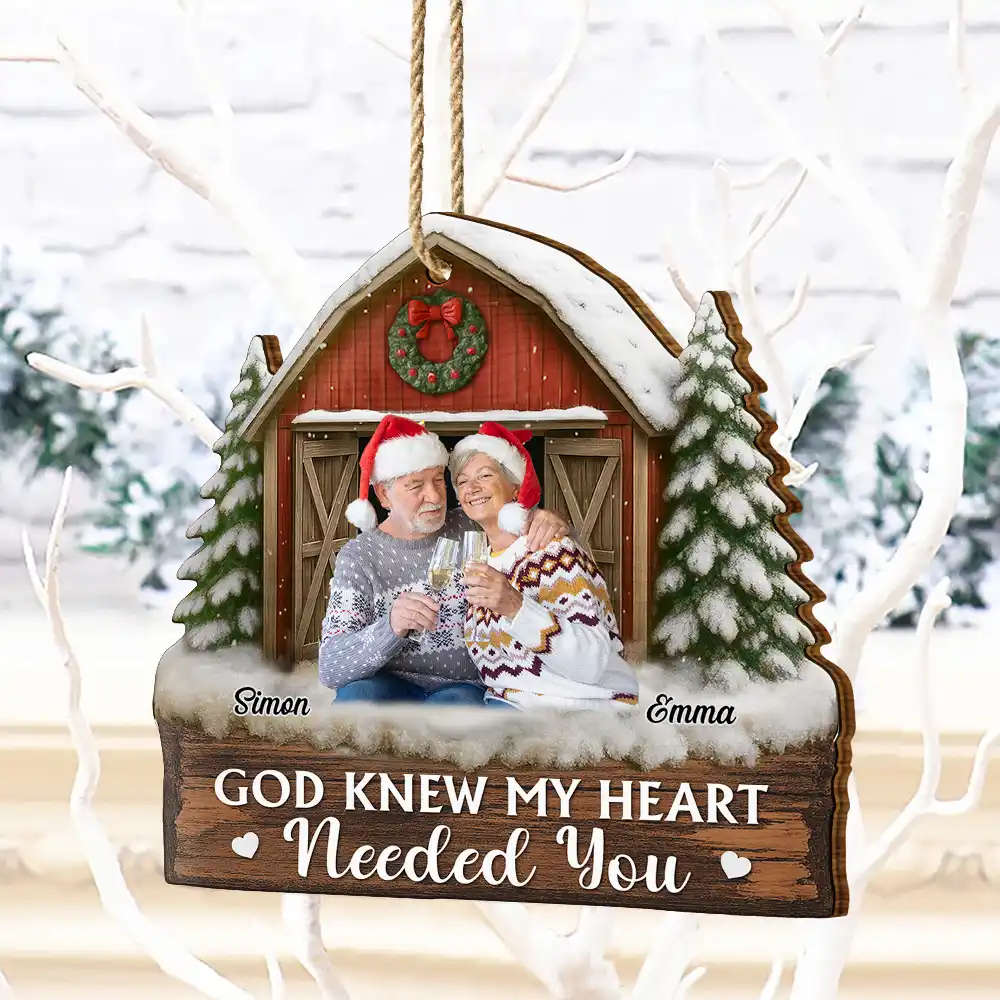 Custom Photo God Gave Me You Couple Red Barn - Personalized Custom Shaped Wooden Ornament - Image 5