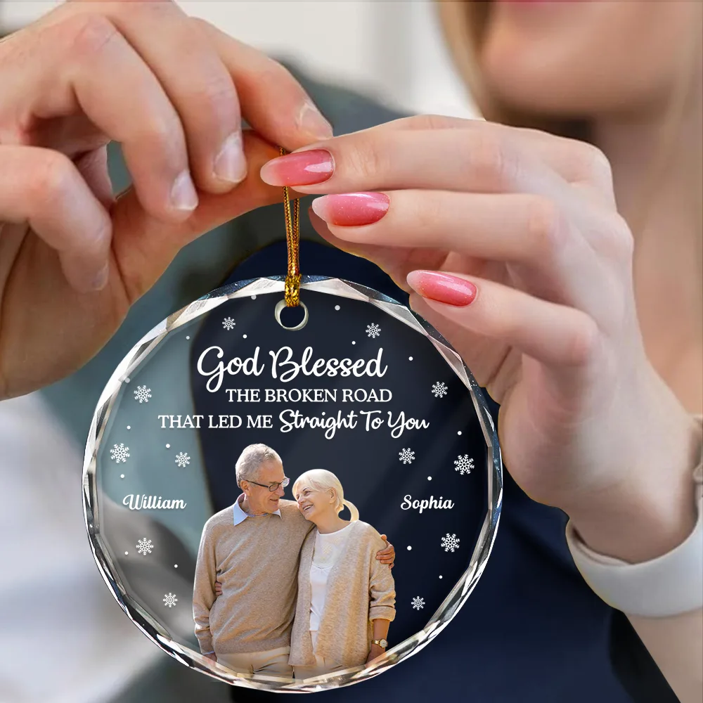 Custom Photo God Gave Me You - Personalized Circle Glass Ornament - Image 5