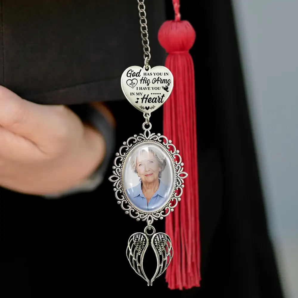 Custom Photo God Has You In His Arms I Have You In My Heart - Personalized Graduation Tassel Charm - Image 3
