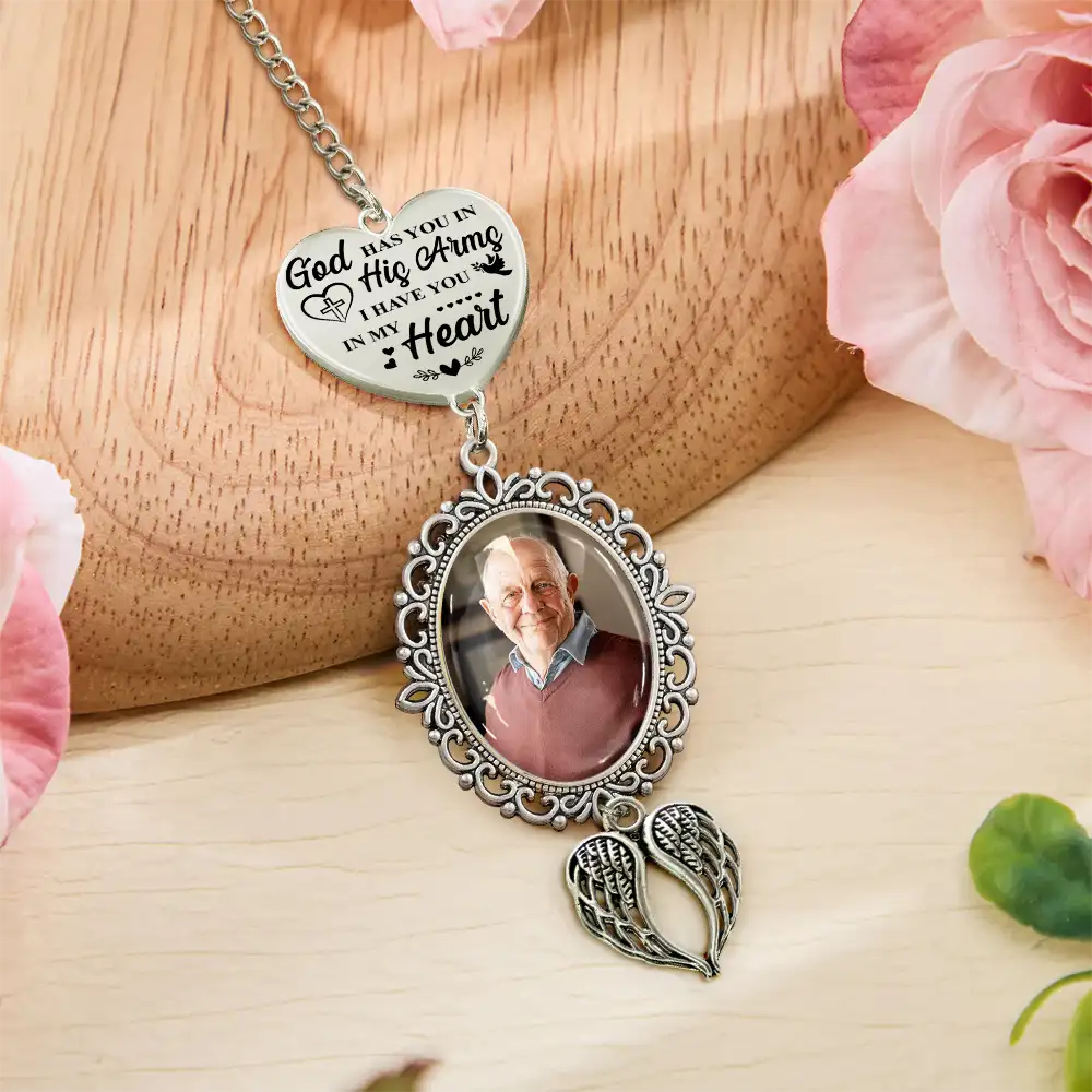 Custom Photo God Has You In His Arms I Have You In My Heart - Personalized Graduation Tassel Charm - Image 5
