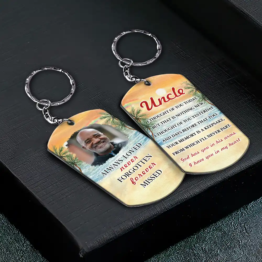 Custom Photo God Has You in His Arms I Have You in My Heart Sympathy - Personalized Aluminum Keychain - Image 2