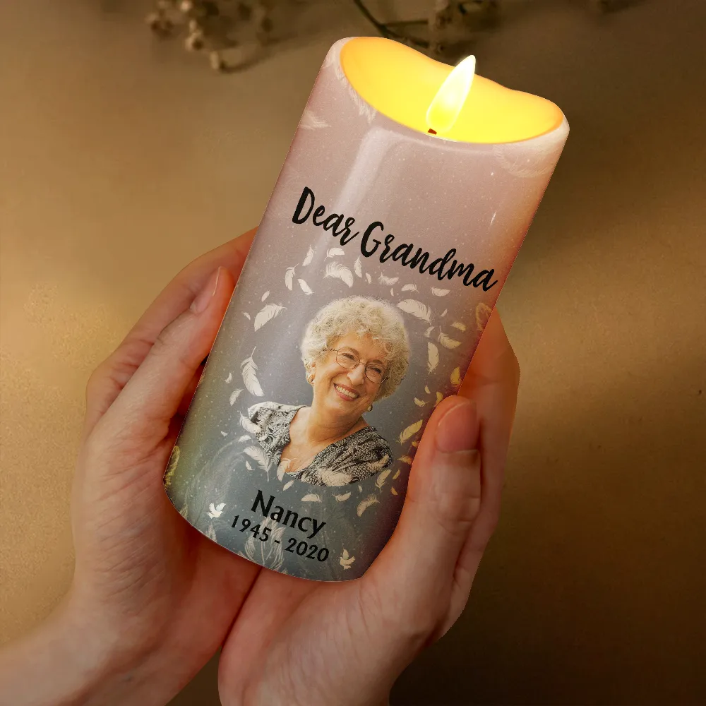 Custom Photo God Has You In His Keeping We Have You In Our Hearts - Personalized Flameless LED Candle - Image 4