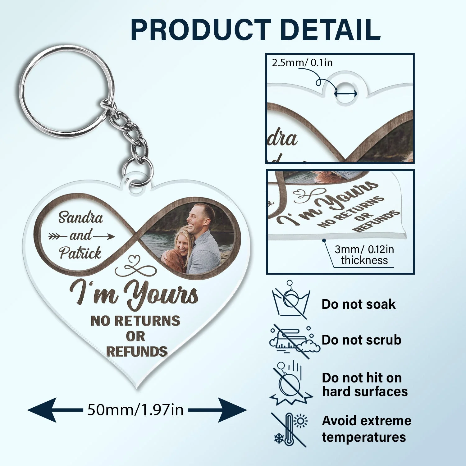 Custom Photo God Knew My Heart Needed You - Anniversary Gift For Couples - Personalized Custom Heart Shaped Acrylic Keychain - Image 4