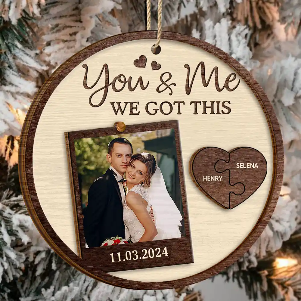 Custom Photo God Knew My Heart Needed You Couples - Personalized 2-Layered Wooden Ornament - Image 3