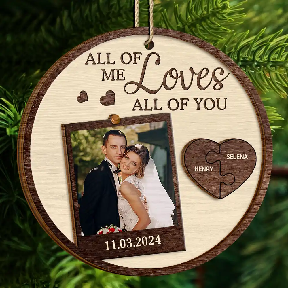 Custom Photo God Knew My Heart Needed You Couples - Personalized 2-Layered Wooden Ornament - Image 4