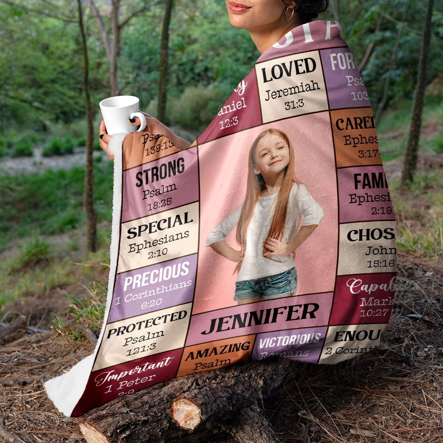Custom Photo God Says I Am - Gift For Kids, Grandkids - Personalized Fleece Blanket, Sherpa Blanket - Image 5