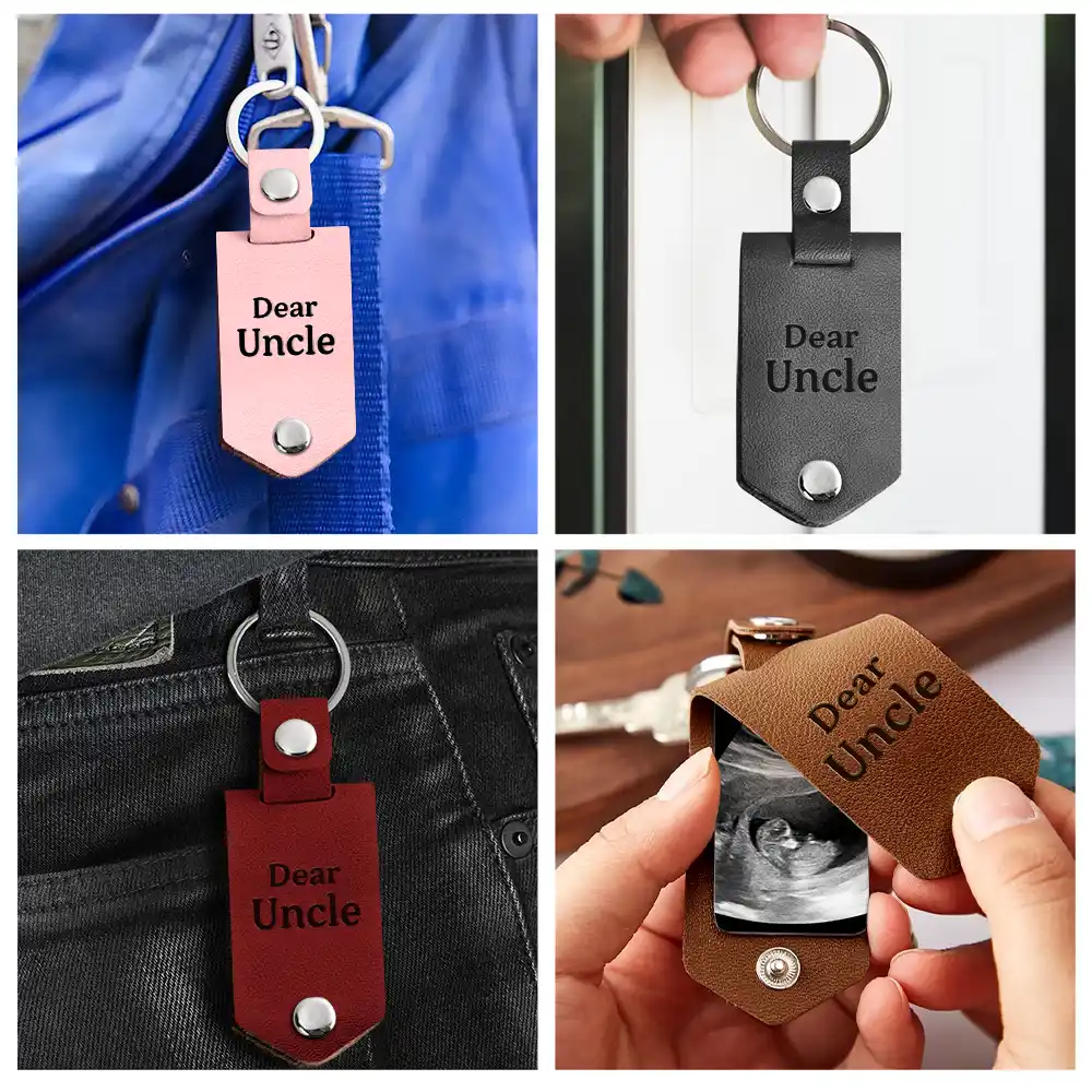 Custom Photo Going To Be The Best - Gift For Mom, Dad, New Parents - Personalized Leather Photo Keychain - Image 5