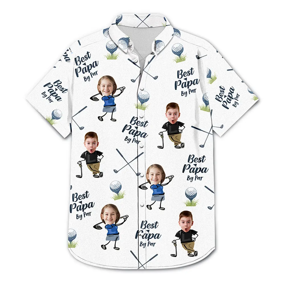 Custom Photo Golf Best Dad By Par - Personalized Hawaiian Shirt - Image 4