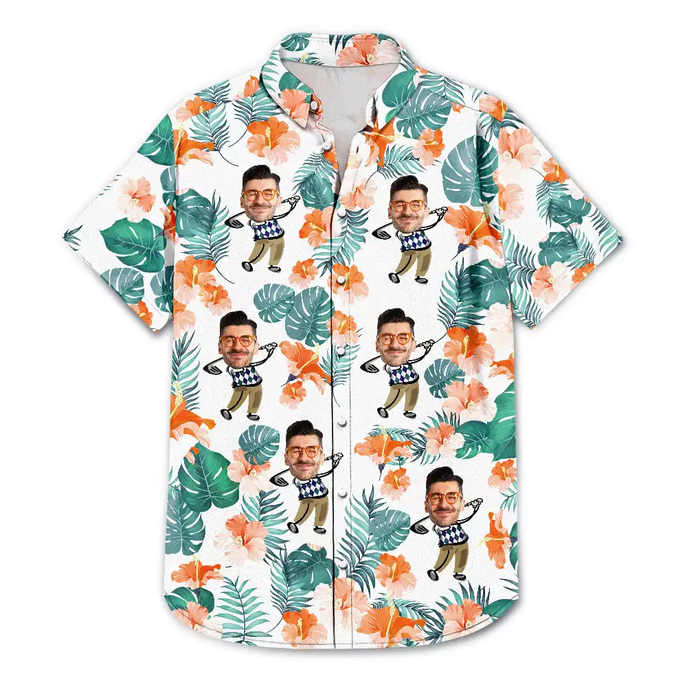 Custom Photo Golf Lovers Funny Art - Personalized Hawaiian Shirt - Image 4