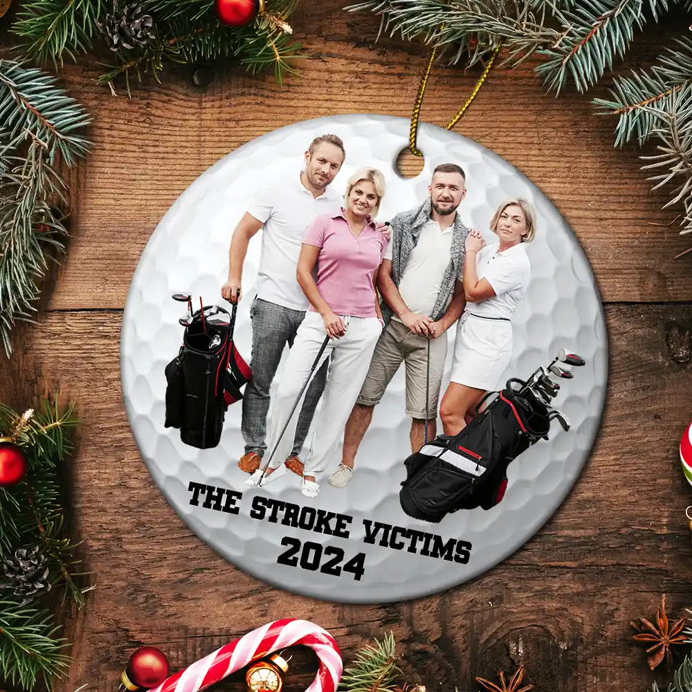 Custom Photo Golf Team - Personalized Circle Ceramic Ornament - Image 6