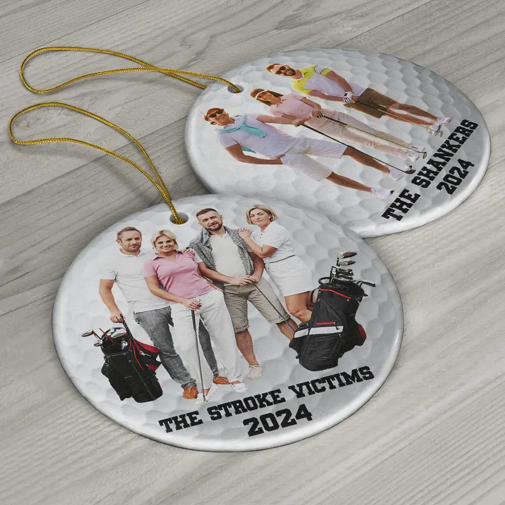 Custom Photo Golf Team - Personalized Circle Ceramic Ornament - Image 7