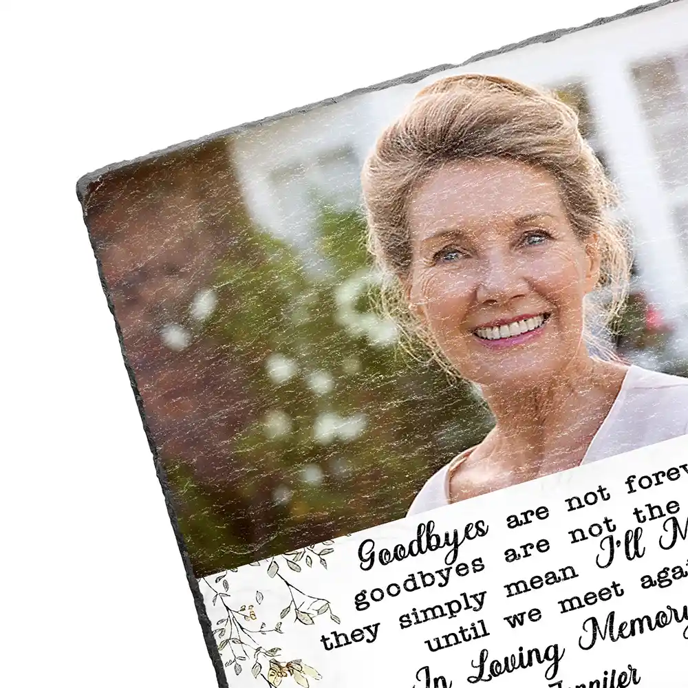 Custom Photo Goodbyes Are Not Forever Memorial - Personalized Rectangle Memorial Garden Stone - Image 2