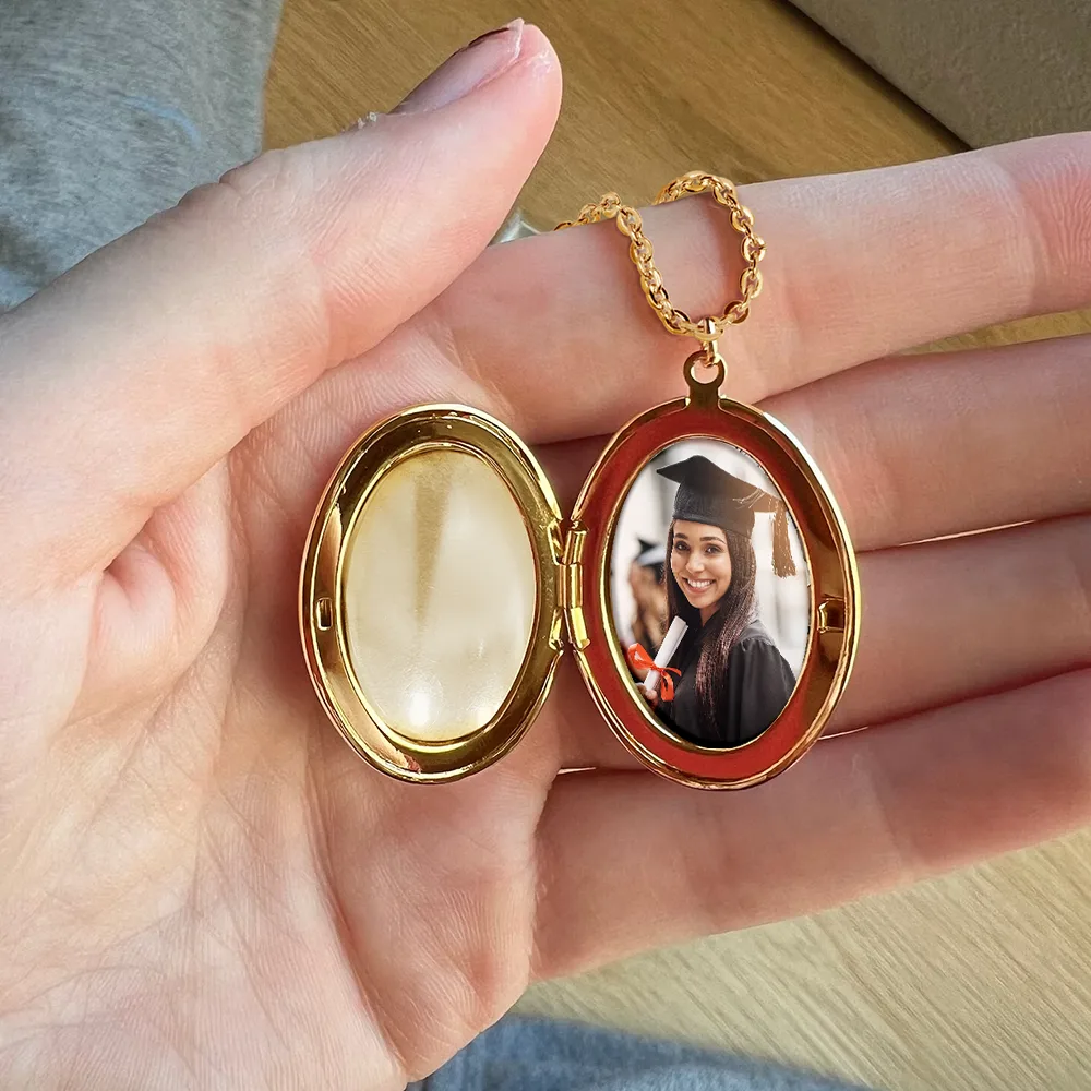 Custom Photo Graduation Alphabet Letter - Personalized Locket Necklace - Image 4