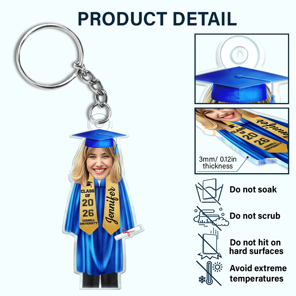 Custom Photo Graduation Cap Gown Stole - Personalized Acrylic Keychain - Image 7