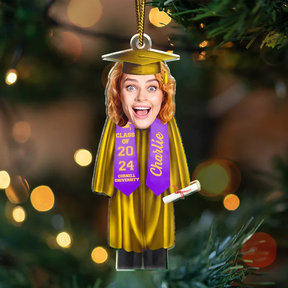 Custom Photo Graduation Cap Gown Stole - Personalized Custom Shaped Acrylic Ornament - Image 4