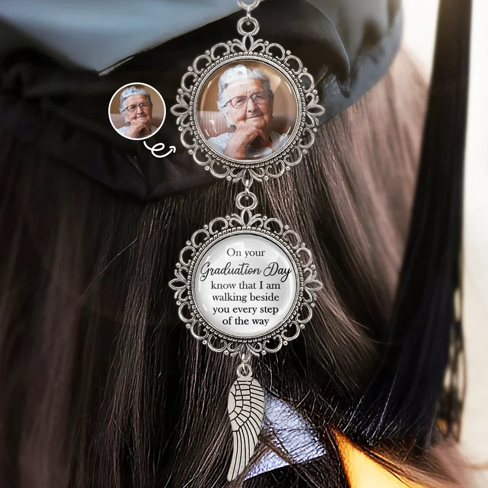 Custom Photo Graduation Walking Beside You Memorial - Personalised Photo Pendant Charm