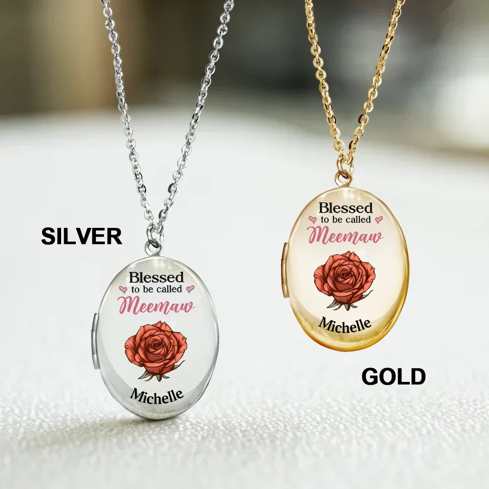 Custom Photo Grandkid Blessed To Be Called Grandma - Personalized Locket Necklace - Image 3