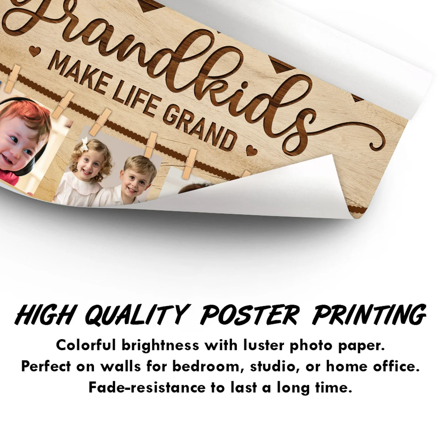 Custom Photo Grandkids Make Life Grand - Gift For Grandpa, Grandma, Grandparents - Personalized Poster - Image 3