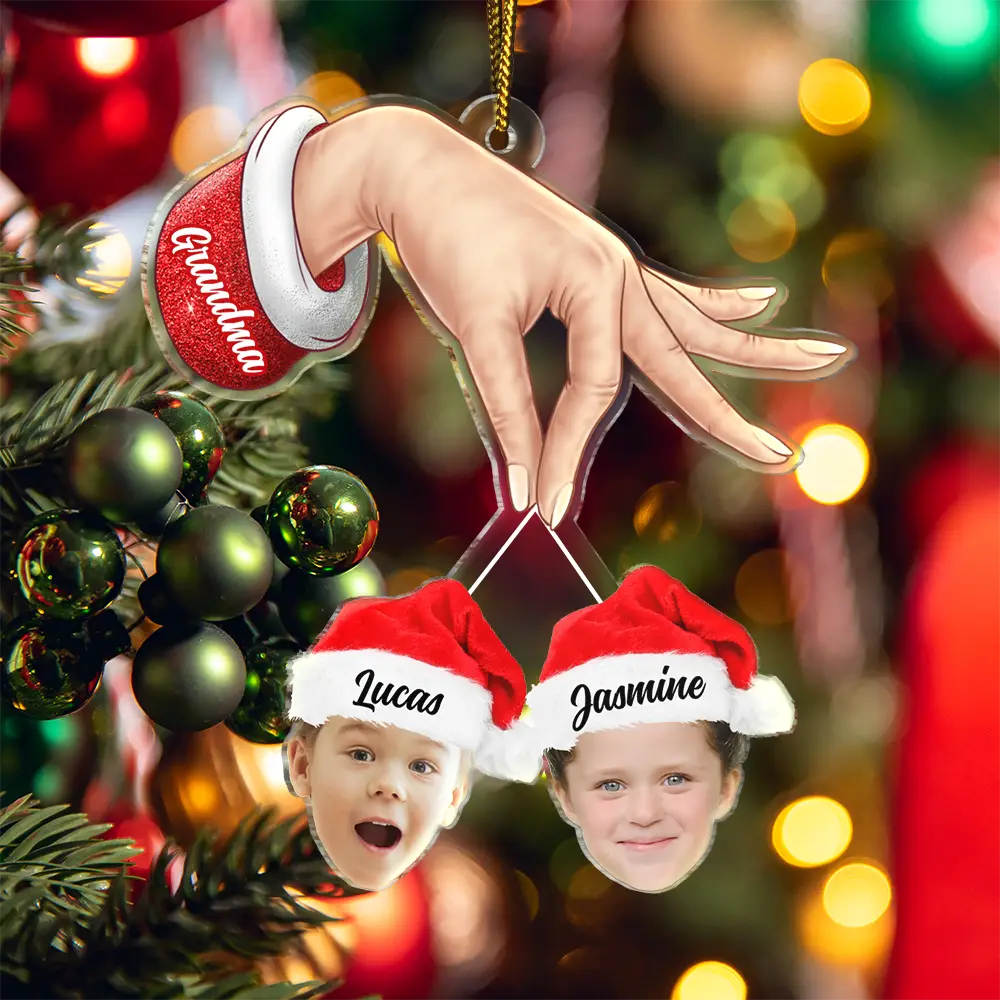 Custom Photo Grandma Grandkids Christmas Gift - Personalized Cutout Acrylic Ornament - Image 6