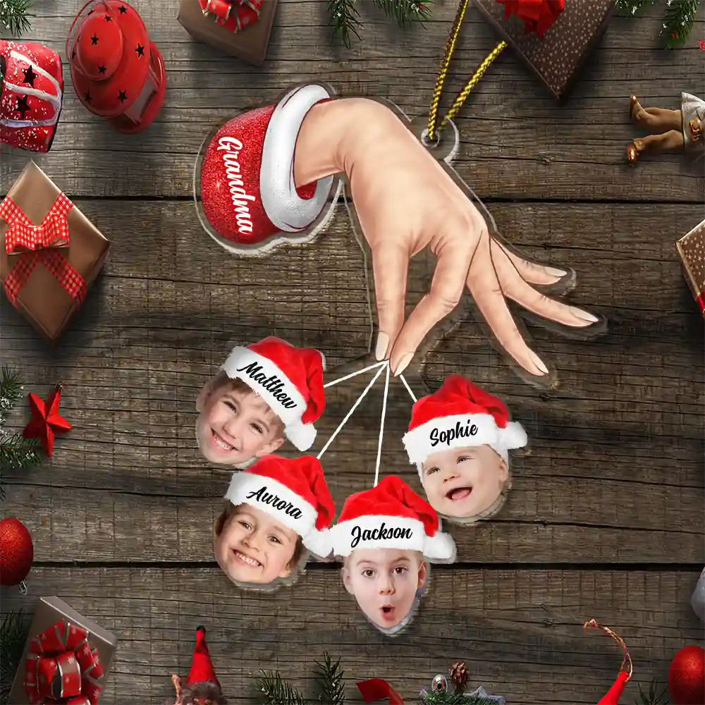 Custom Photo Grandma Grandkids Christmas Gift - Personalized Cutout Acrylic Ornament - Image 7
