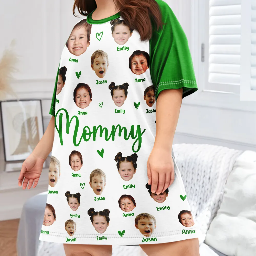 Custom Photo Grandma Mom Title - Personalized Women's Sleep Tee - Image 4