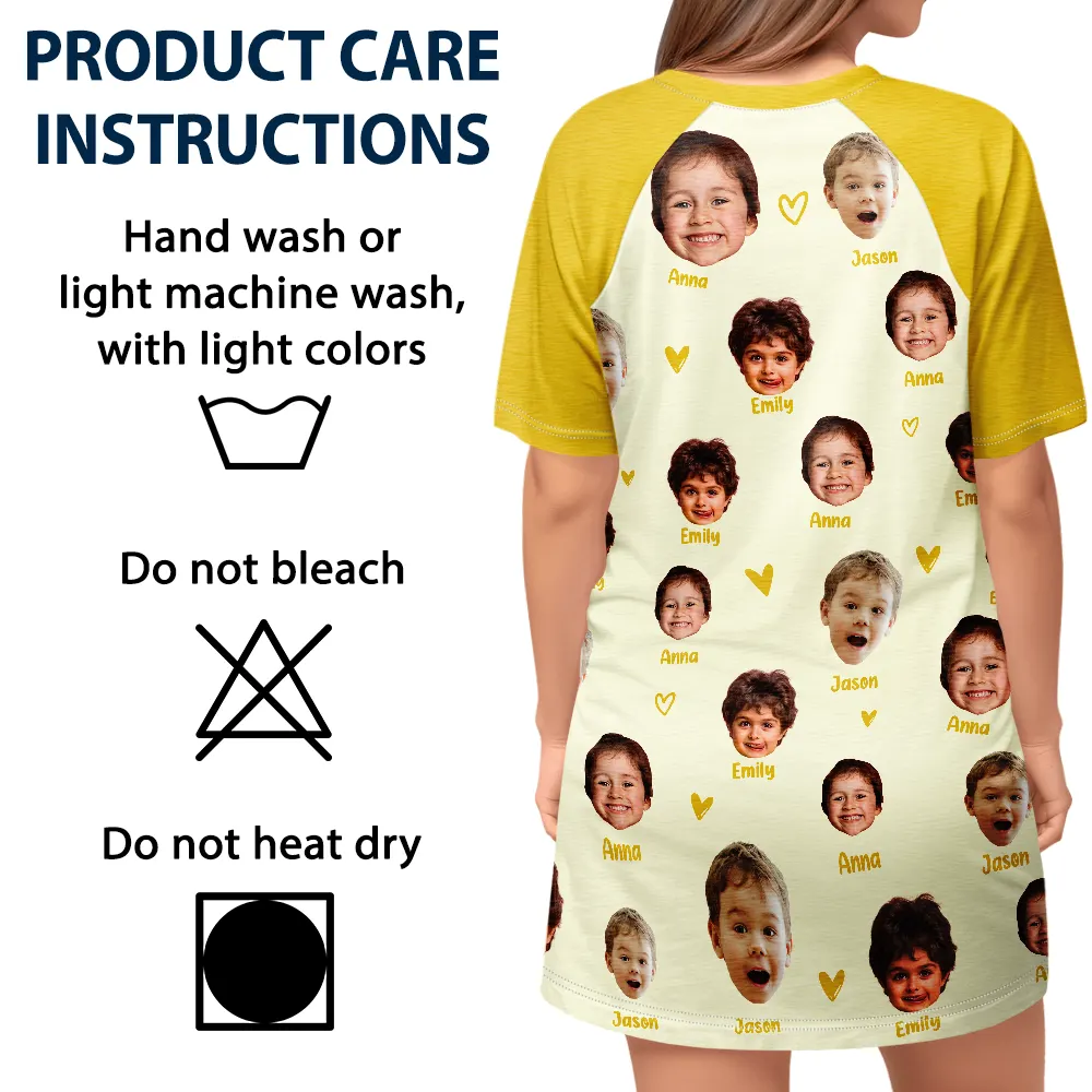 Custom Photo Grandma Mom Title - Personalized Women's Sleep Tee - Image 5