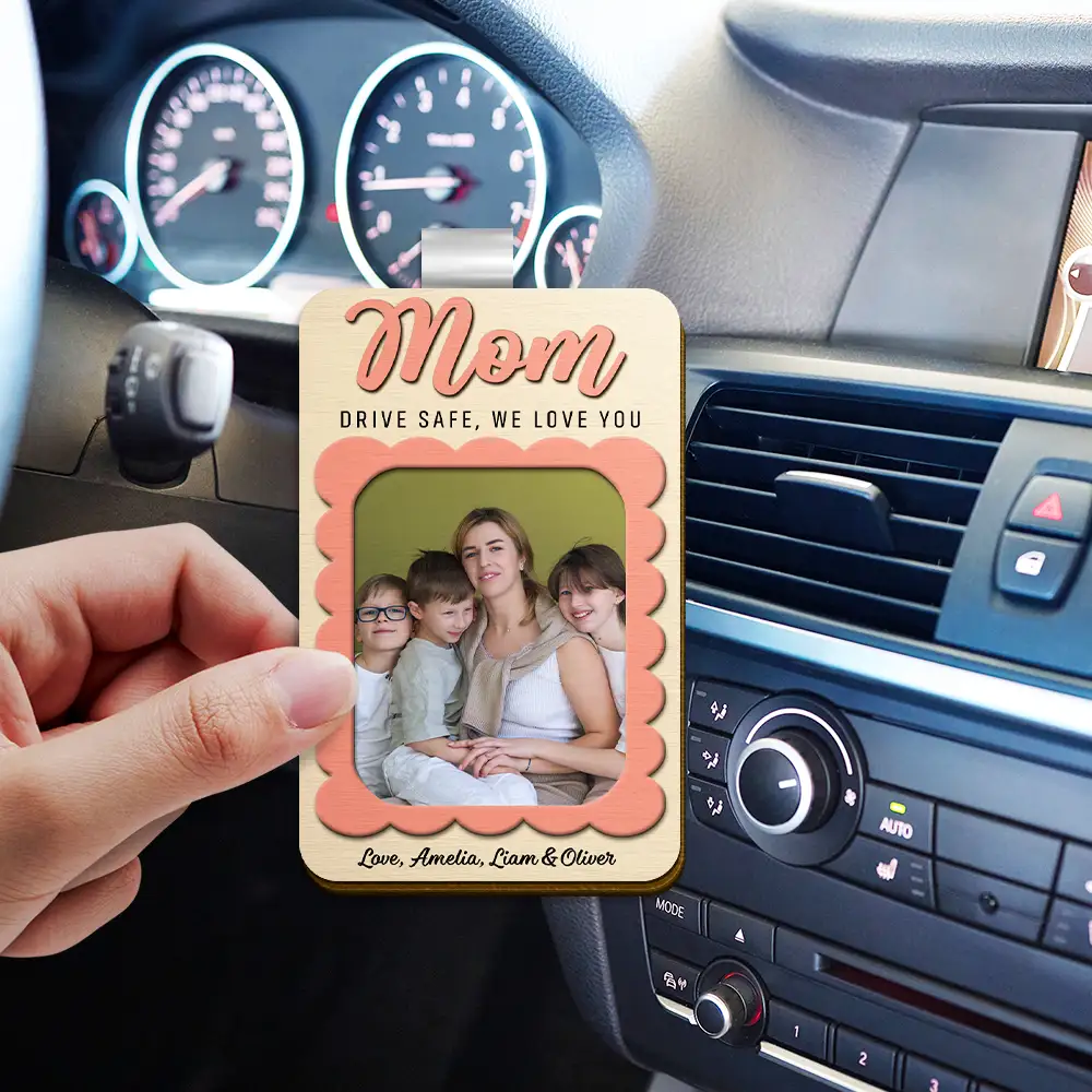 Custom Photo Grandma Mommy Drive Safe I Love You - Personalized Custom Shaped Car Visor Clip - Image 3