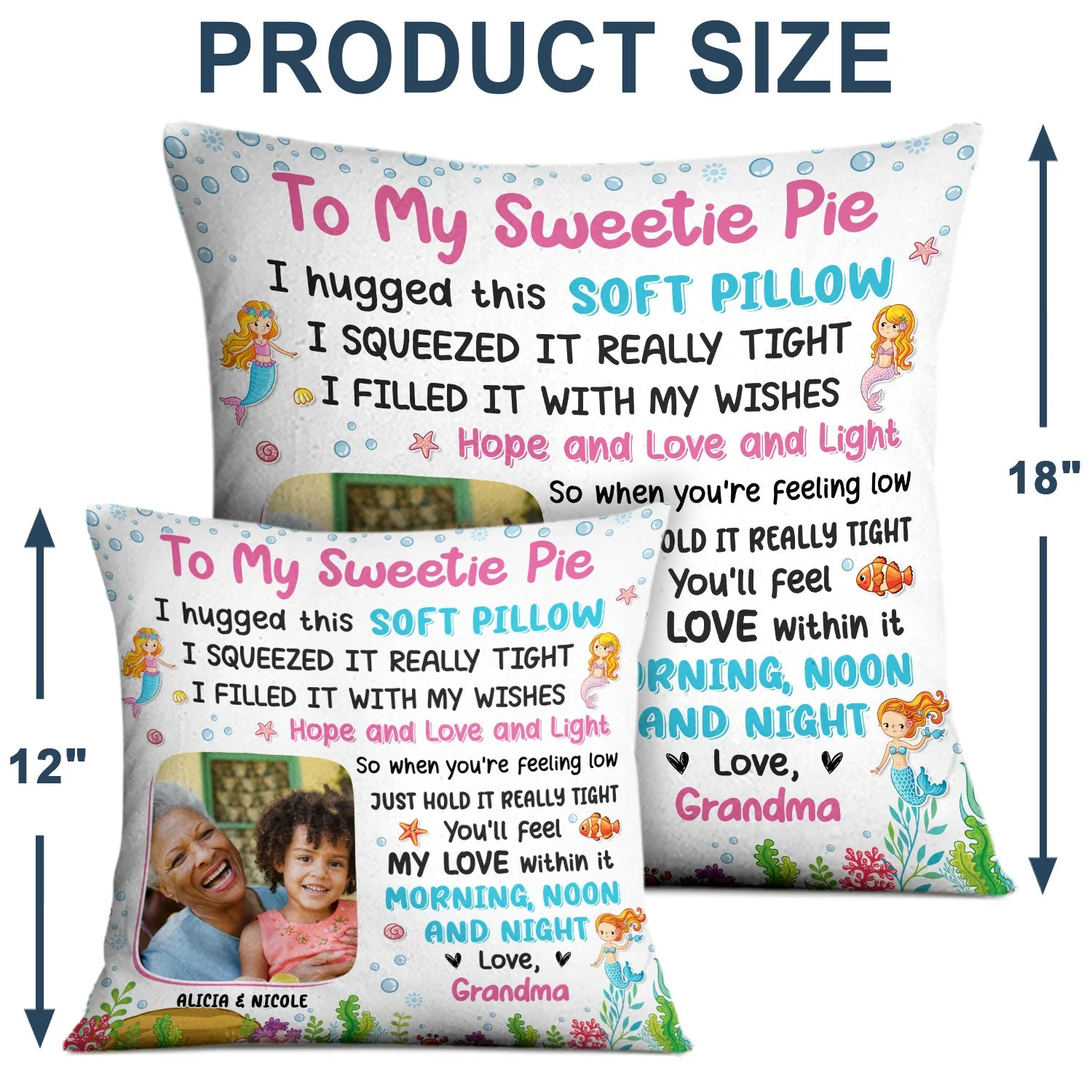 Custom Photo Grandma Mother Hugged This Soft Pillow - Gift For Granddaughter, Grandson, Kids - Personalized Pillow - Image 4